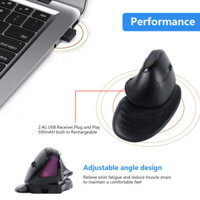 Có thể điều chỉnh góc DPI có thể điều chỉnh 1000 / 1600 / 2000 / 2400 / 3600 DPI 2.4GHz Chuột sạc USB Type-C không dây dọc có đèn màu