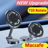 Có thể gập lại 720 ° Giá đỡ điện thoại ô tô từ tính xoay, giá đỡ kim loại cho iPhone 15 14 13 12 Pro Max S24, giá đỡ điện thoại thông minh Xiaomi