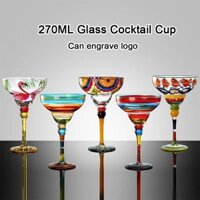 (Có thể khắc logo) Ly pha lê sơn 270ML Margarita, ly cocktail tại quầy bar/gia đình, ly rượu vang đỏ
