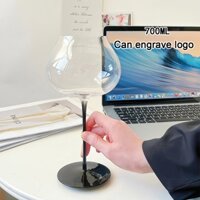 (Có thể khắc logo) Ly thủy tinh pha lê 700ML ly rượu vang đỏ Bordeaux, chân ly màu hồng/đen, dung tích lớn, ly rượu vang dùng cho tiệc cưới/quán bar/nhà riêng/tiệc tùng, quà tặng sinh nhật