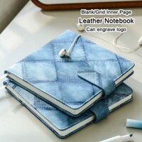 (Có thể khắc logo) Sổ tay bỏ túi vuông, sổ tay có khóa, trang trống/lưới, sổ tay kinh doanh bằng da, sổ ghi nhớ của học sinh, nhật ký du lịch
