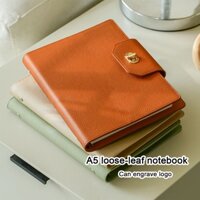(Có thể khắc logo) Sổ tay học sinh khổ A5 bằng da mềm có khóa cài, sổ tay rời kinh doanh, nhật ký, sổ ghi chép cuộc họp công việc, nhật ký du lịch, các trang bên trong có thể thay thế, 80 tờ, 160 trang