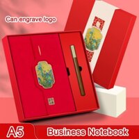 (Có thể khắc logo) Sổ tay học sinh khổ A5 có khóa da, sổ ghi chép cuộc họp công việc, sổ tay kinh doanh, nhật ký, nhật ký du lịch, sổ trích đoạn, có thể kết hợp với hộp quà tặng, 120 tờ 240 trang