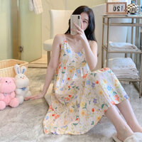 Có Thể Mặc Bên Ngoài Sling Váy Ngủ Nữ Gợi Cảm Mỏng Nguyên Chất Cotton Lụa Bộ Đồ Ngủ Đầm Hàn Quốc Váy Cotton Lụa Dài