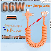 Có thể thu vào 90° Khuỷu Tay Mù Cắm Cáp 3 Trong 1 66W Cáp Sạc Siêu Nhanh Chiều Dài 0.35-1.5M Xoắn Ốc Lò Xo Có Thể Thu Vào Cáp Xe Cho ios Loại C Micro Sạc