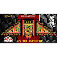 Cờ tổ 3 lá Múa Lân Sư Rồng - Free thiết kế 0585608888