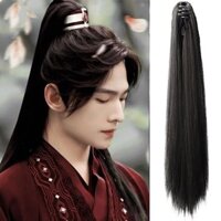 Cổ Trang Phục Tóc Giả Hổ Miệng Lấy Kẹp Đuôi Ngựa Tóc Thẳng Nữ Vuốt Kẹp Hanfu Nam Phong Cách Cổ Đại Hiệp Sĩ Bun COS Phim Truyền Hình