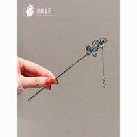 Cổ Tua Rua Bướm Kẹp Tóc Cao Cấp Mới Phong Cách Trung Quốc Thủy Tinh Con Công Kẹp Tóc Hanfu Phụ Kiện Tóc Cuộn Dây Kẹp Tóc Mũ Đội Đầu