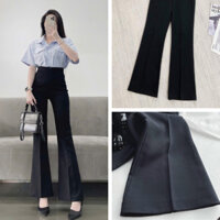 (CÓ TÚI 2 BÊN) Quần Tây Nữ Ống Loe Cạp Cao Dáng Dài 1 Nút Cài Tôn Dáng Màu Đen Quần Ống Loe Lưng Cao Vải Dày Dặn