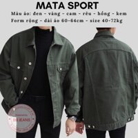 [có túi] Áo khoác nam kaki jean màu rêu form rộng size 40-72kg Mata Sport