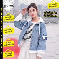 [Có túi trong] Áo khoác jean form rộng đính nón nỉ unisex FORM RỘNG - áo jean ngôi sao tinh tú SI1156 có túi trong BB