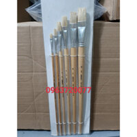 CỌ VẼ ĐẦU BẰNG, ĐẦU VUÔNg LÔNG LỢN MARIES VẼ SƠN DẦU, ACRYLIC ( Bộ 6 cây)