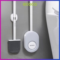 Cọ vệ sinh, chà cầu silicon dẹt ECOCO cao cấp | Bộ chổi lau chùi toilet cán dài dính tường EWCLC04