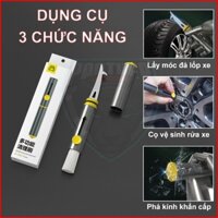 Cọ Vệ Sinh Rửa Xe Ô Tô Kết Hợp Móc Đá Vệ Sinh Lốp Xe Và Đầu Phá Kính Thoát Hiểm An Toàn