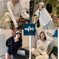 [CÓ VIDEO + ẢNH THẬT] Áo Thun Dài Tay Khoét Ngực Chất Vải Tổ Ong Màu Basic Mã 690 💖 Moonfashion85