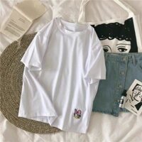 [CÓ VIDEO] Áo phông trắng trơn thêu hình nhân vật hoạt hình