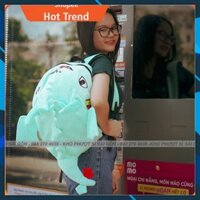 CÓ VIDEO - Balo rồng răng sún vải nhung đi học siêu kute màu đen - màu xanh lá dạ quang chọn lựa