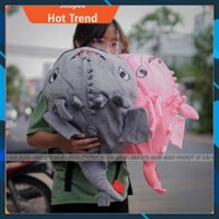 CÓ VIDEO - Balo rồng sún răng cười cho bé đi học siêu cute màu xanh ngọc nhạt size lớn