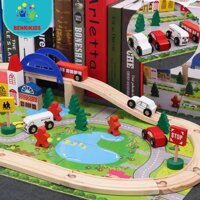 [Có video] Bộ đồ chơi ghép mô hình thành phố 40 chi tiết bằng gỗ cho bé phát triển sáng tạo