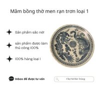 [Có video] - Đĩa đựng hoa quả thờ  men rạn trơn long phụng - mâm bồng thờ