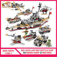 [CÓ VIDEO] Đồ chơi lego cho bé trai 503 mảnh ghép BATTLE SHIP Chiến Hạm Biển lắp ghép 33 mô hình khác nhau Chất liệu nhựa ABS cao cấp Mảnh ghép chắc chắn đồ chơi lego city cảnh sát lego thuyền lego máy bay