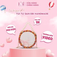 [Có video hướng dẫn] Túi móc len EBI HANDMADE đeo vai tấm mica trong suốt form dáng tròn kèm dây ngọc thời trang - ES79
