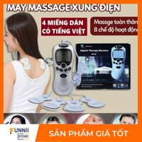 [CÓ VIDEO] Máy massage xung điện 4 miếng dán vật lý trị liệu mát xa châm cứu bấm huyệt cầm tay lưng cổ vai gáy