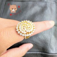 (Có Video) Nhẫn Nữ Kiểu Xoáy Mạ Vàng 18K Đính Xoàn Cao Cấp - Dành Đi Dự Tiệc Cưới - Làm Chị Em Sang Như Quý Cô - Lokalo
