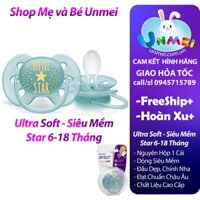 [Có Video] Núm Ty ngậm Philips Avent Siêu Mềm cho bé 6-18 tháng vỉ Đơn màu Xanh SCF 528/01 Little Star