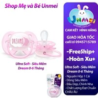 [Có Video] Núm Ty ngậm Philips Avent Siêu Mềm cho bé 0-6 tháng vỉ Đơn màu Hồng SCF527/01 Dream