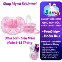 [Có Video] Núm Ty ngậm Philips Avent Siêu Mềm cho bé 6-18 tháng vỉ Đơn màu Hồng SCF 529/01 Hello Princess