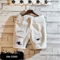 (có video) Quần short jean nam rách cao cấp chuẩn đẹp 2 màu trắng đen thời trang như hình