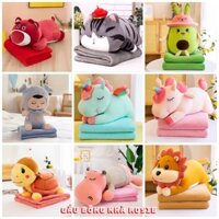 [có video quay thật] Gấu Bông Chăn 2 trong 1 chăn gối văn phòng Mèo Hoàng Thượng, Gấu Đỏ, Rùa, Siêu nhiều mẫu ngộ nghĩnh