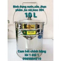 (Có Video SP)Bình đựng nước sữa ,thực phẩm inox 10 lít ko vòi SUS 304 ,Bình nước inox 10 l,Bình inox 304, CHÍNH HÃNGVN