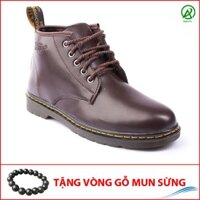 [Có Video Thật] Giày Boot Nam Cổ Lửng Đế Khâu Da Trơn Màu Nâu Phong Cách - M354-NAU(GM)- Kèm Vòng Gỗ Mun