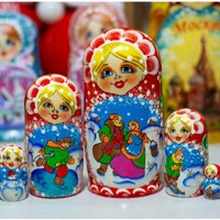 (CÓ VIDEO THỰC TẾ) BỘ BÚP BÊ NGA MATRYOSHKA 5 LỚP 15CM "CẶP ĐÔI GÁNH NƯỚC MÙA ĐÔNG" QUÀ LƯU NIỆM NGA CỰC ĐẸP VÀ ĐỘC ĐÁO