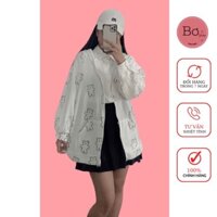 [Có Video Và Ảnh Thật] Áo Khoác Nỉ Gấu Trắng Viền Đen Vải Mịn Dày Dặn Bơ Store