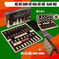 Cờ Vua Gỗ Sồi Gắn Đế Nam Châm, Cờ Vua Xuất Mỹ 2 trong 1, Cờ đam checkers 24 quân, Giúp Bé Phát Triển Tư Duy Sáng Tạo