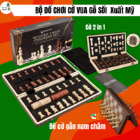 Cờ Vua Gỗ Sồi Gắn Đế Nam Châm, Cờ Vua Xuất Mỹ 2 trong 1, Cờ đam checkers 24 quân, Giúp Bé Phát Triển Tư Duy Sáng Tạo