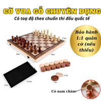 Cờ Vua Gỗ Sồi Gắn Đế Nam Châm, Cờ Vua Xuất Mỹ 2 trong 1, Cờ đam checkers 24 quân, Giúp Bé Phát Triển Tư Duy Sáng Tạo