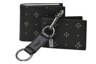 Coach Men's Boxed 3 in 1 Wallet Gift Set With Diamond Foulard Print, Black F73118