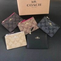 Coach Nữ Ví Đựng Thẻ Móc Khóa Ví Đựng Thẻ Dây Kéo Ví Đựng Tiền Xu Mini Ví Ngắn