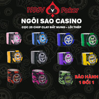 Cọc 25 chip poker cao cấp , phỉnh poker có số Ngôi sao casino, poker chip clay đất nung lõi thép - 1996V poker shop