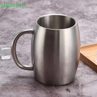 Cốc bia inox SHANLIN, Cốc cà phê treo tường đôi di động, Cốc trà sữa có nắp tay cầm Cốc giữ nhiệt bền 420ml Cắm trại