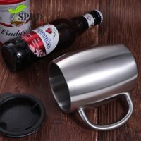 Cốc Bia Inox SPDD, Di Động Có Nắp Tay Cầm Cốc Cà Phê, Cách Nhiệt Chân Không Bền Tường Đôi 420ml Cốc Nhiệt Nhà