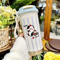 Cốc Cà Phê COSYLAND, Cốc Giữ Nhiệt Hoạt Hình 500ml, Di Động Chống Rò Rỉ Dung Tích Lớn Có Thể Tái Sử Dụng Cốc Rơm Drinkware