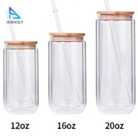Cốc cà phê đá Ioensy Thủy tinh và ống hút Kính uống nước Smoothie Chai nước rộng