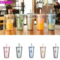 Cốc cà phê đá SHANHAI, Cốc đựng cốc nhựa trong suốt có thể tái sử dụng, Chống rò rỉ có nắp đậy Cốc nước nhựa tường đôi mùa hè