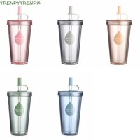 Cốc cà phê đá TRENDYTRENDZ, Cốc đựng cốc nhựa trong suốt có thể tái sử dụng, quà tặng có nắp đậy Tường đôi Dễ dàng giữ cốc nước Đồ uống