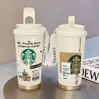 Cốc cà phê dung tích lớn Bình giữ nhiệt Nữ Chai thể thao di động Bảo quản lạnh Cốc rơm sinh viên